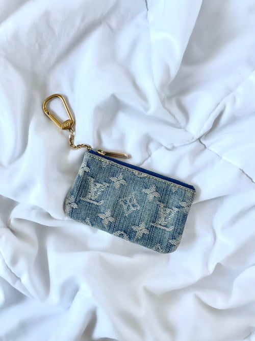 Louis Vuitton Key Pouch Monogram Blue in Denim with Gold-tone - US
