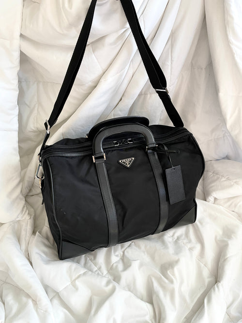 Shop Prada Re-nylon And Saffiano Leather Duffle Bag