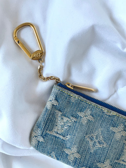 Louis Vuitton Rare Blue Monogram Denim Key Pouch Pochette Cles 823lv25